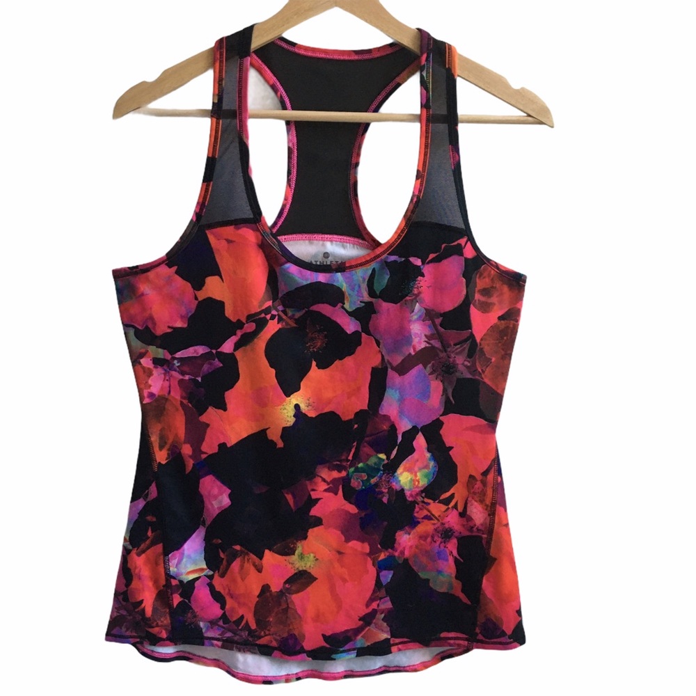 Athleta Mystique Chi Mesh Floral Racerback Tank S